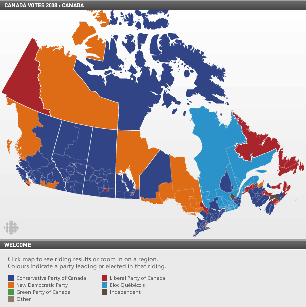 Ridings in Canada by Politics